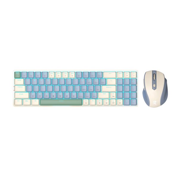 BS8772 Wireless Keyboard and Mouse Combo - Cream/Blue