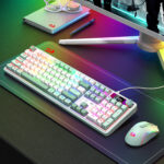 WYVERN K761 Pro Full-size RGB Wireless Mechanical Gaming Keyboard - White/Green - Image 7