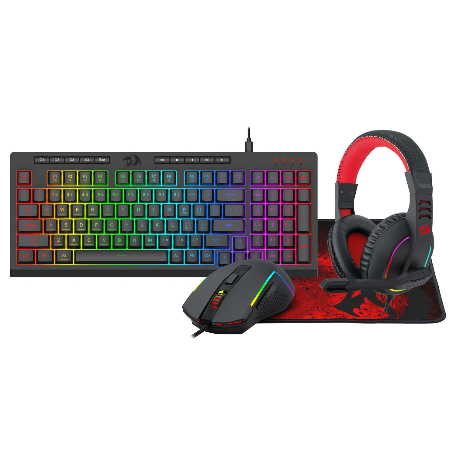 RD-S148_Redragon-4IN1-Gaming-Combo_wr_01 4-in-1 Keyboard | Mouse | Mousepad | RGB Headset Gaming Combo - Image 1
