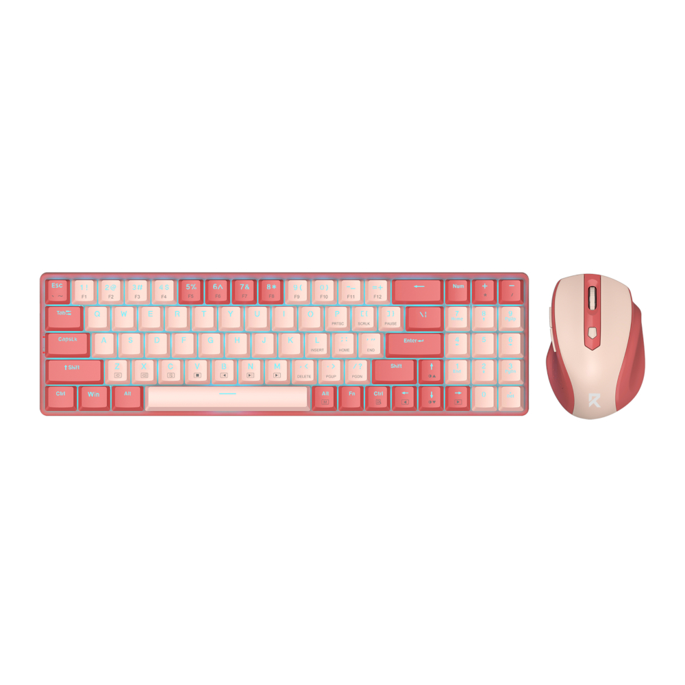 RD-BS-8772RP_wr_01 BS8772 Wireless Keyboard and Mouse Combo - Red/Pink - Image 1