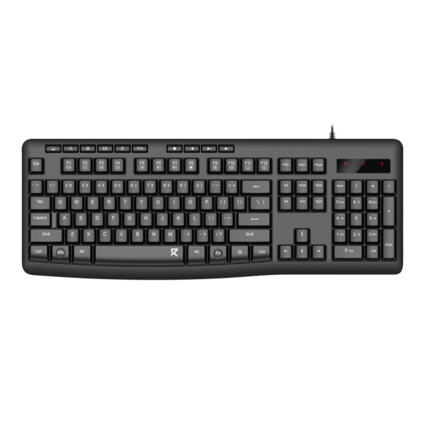 BK-7366 Full-size Ergonomic Membrane Office Keyboard - Black