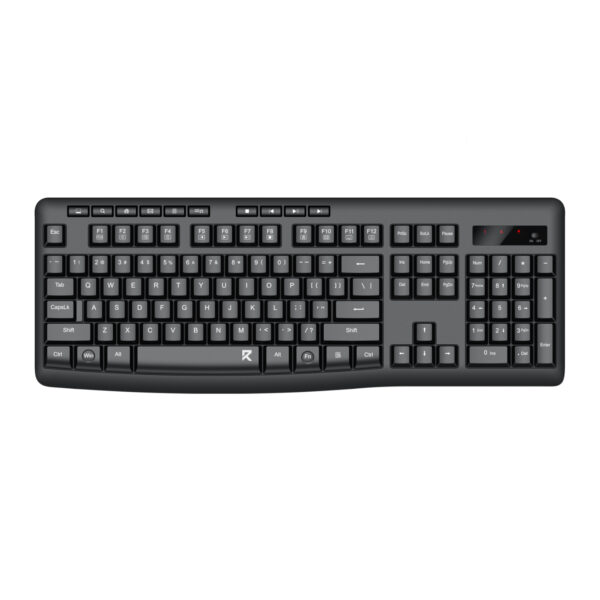 BK-7367 Full-size Ergonomic Wireless Membrane Office Keyboard - Black