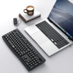 BK-7367 Full-size Ergonomic Wireless Membrane Office Keyboard - Black - Image 5