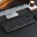 BK-7367 Full-size Ergonomic Wireless Membrane Office Keyboard - Black - Image 6