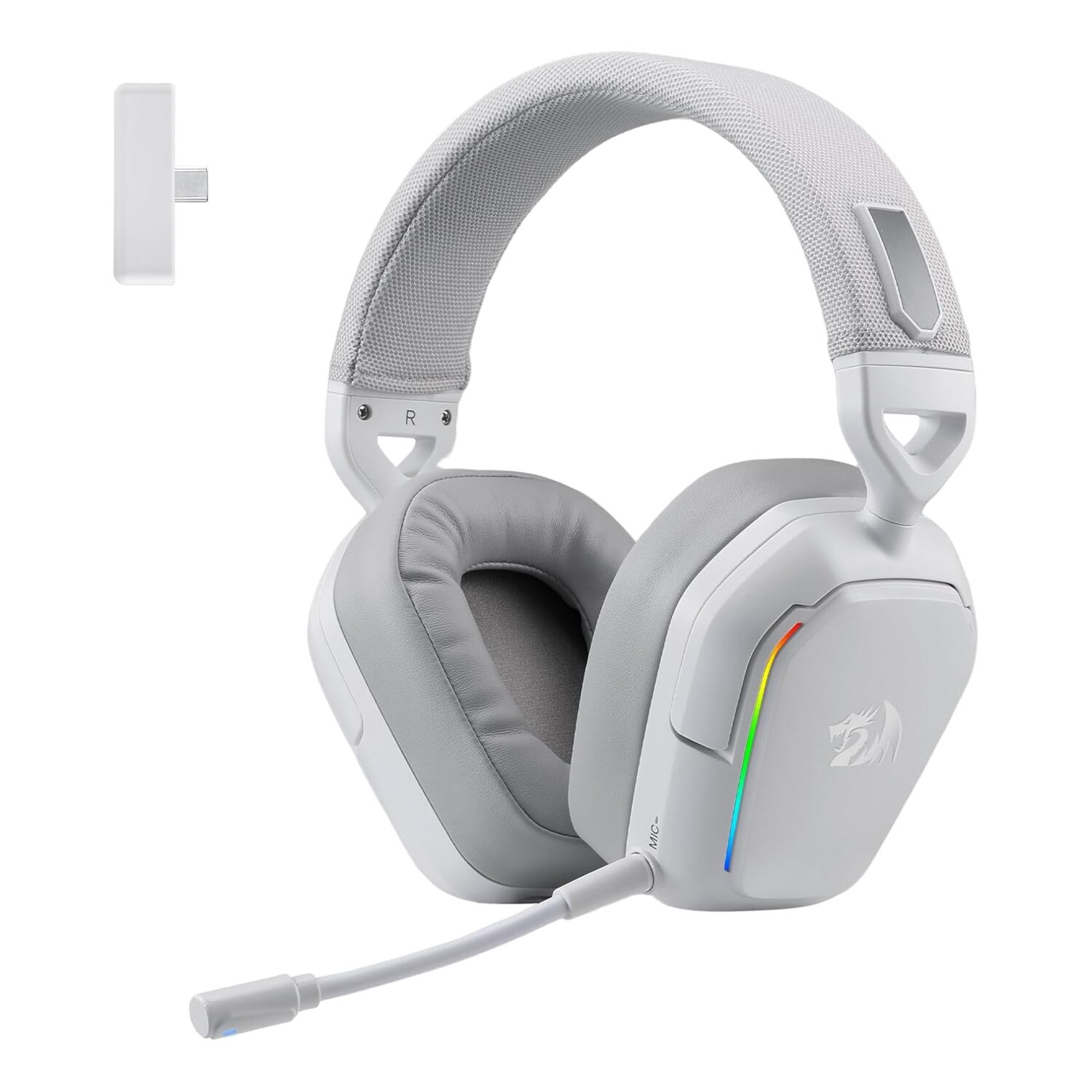 RD-H868-WR-01-1 H868 RGB Wireless Gaming Headset - White - Image 1