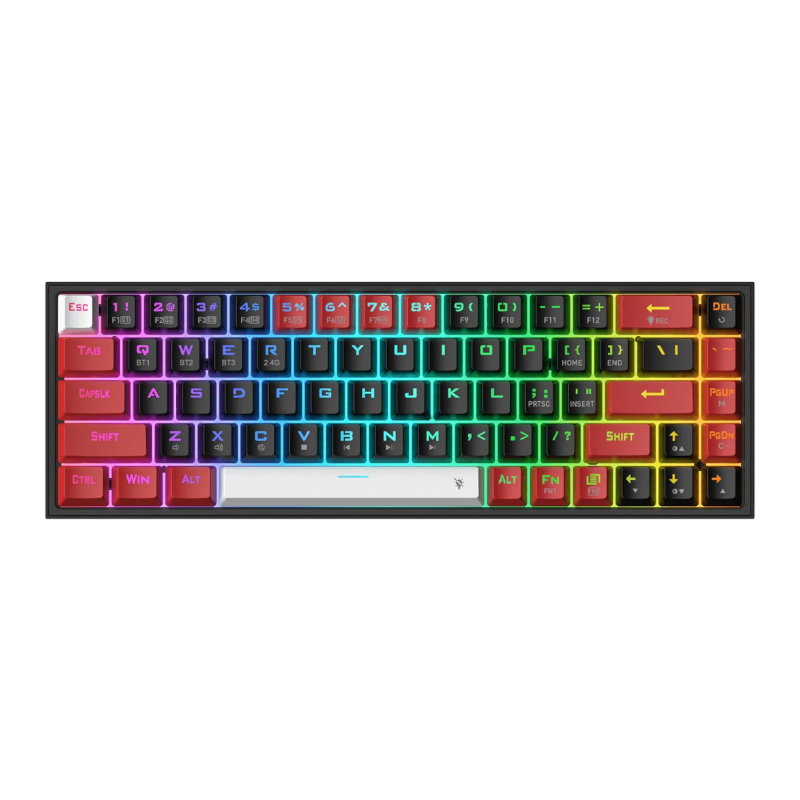 RD-K631RGB-PRO-BRW_wr_01 Castor Pro 68Key Wireless Red|Black|White KeyCap Bluetooth RGB Red Switch - Black|Red - Image 1