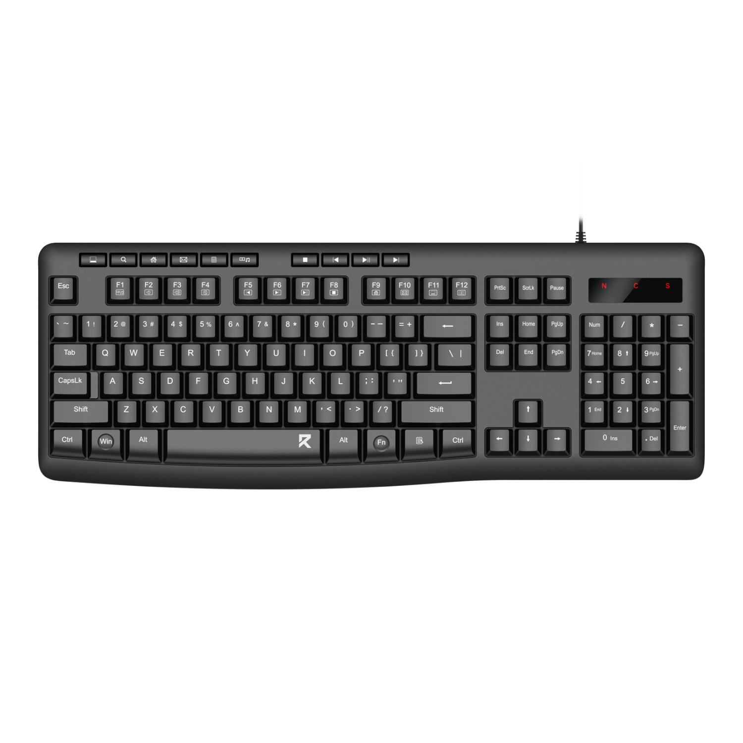 RD-BK-7366_Redragon-BK-7366-Full-size-Ergonomic-Membrane-Office-Keyboard-Black_wr_01a BK-7366 Full-size Ergonomic Membrane Office Keyboard - Black - Image 1