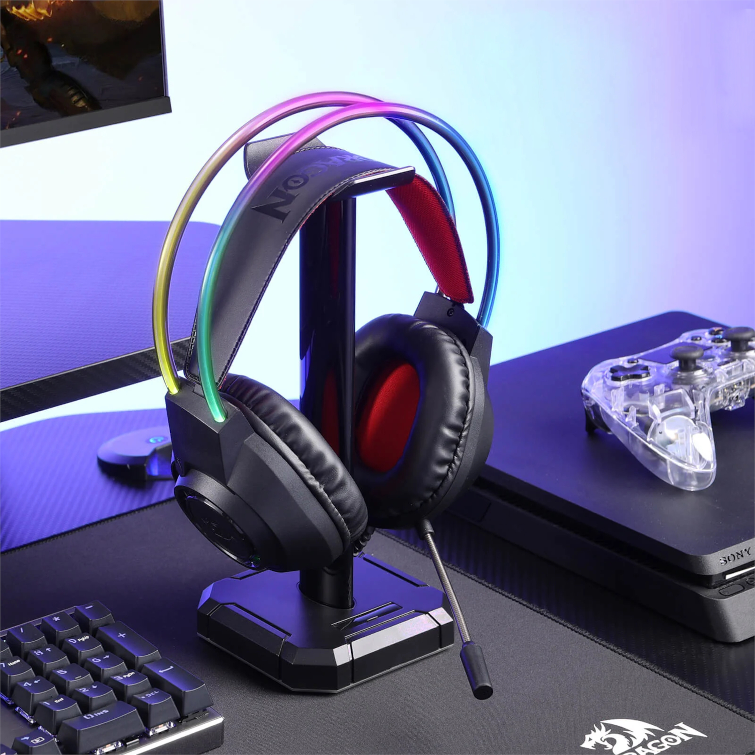 SCREAM Over-Ear RGB Gaming Headset - Black - Redragon South Africa