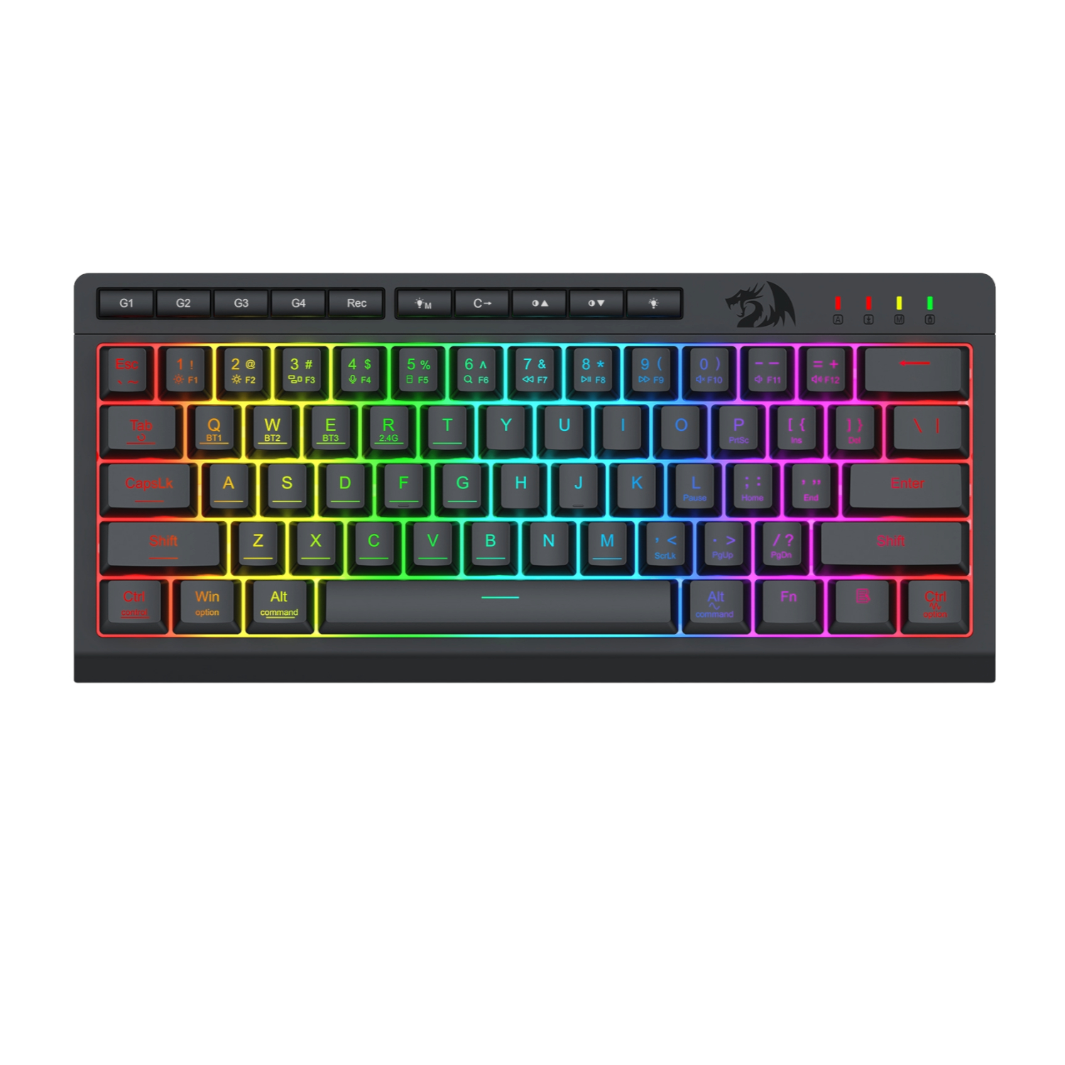 RD-K522RGB-PRO_Redragon-SHIVA-K522-PRO-RGB-Wireless-Gaming-Keyboard-Black_Main SHIVA K522 PRO RGB Wireless Gaming Keyboard- Black - Image 1