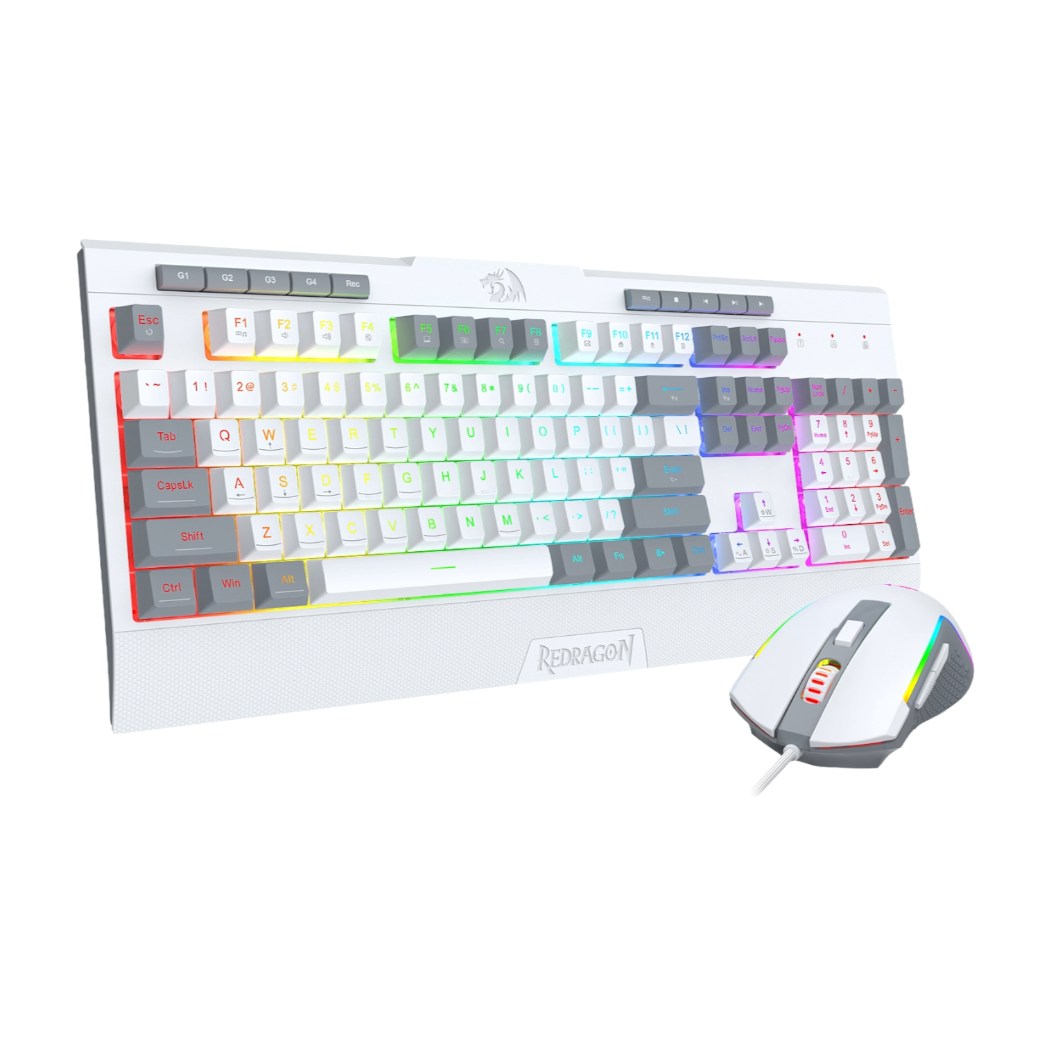 RD-S151W_Redragon-S151-Wired-RGB-Gaming-Kbrd-Mse-Combo-Wht-Gry_wr02 S151 Wired RGB Gaming Keyboard and Mouse Combo - White and Grey - Image 1