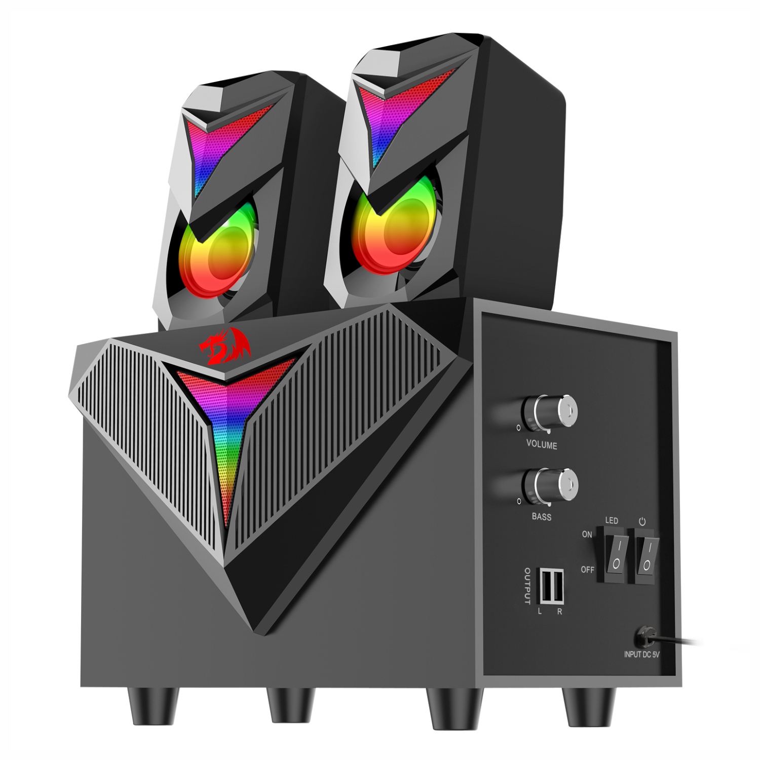 RD-GS700_REDRAGON-2.1-Satellite-Speaker-TOCCATA-RGB-11W-Gaming-Speaker-–-Black_wr_01 2.1 Satellite Speaker TOCCATA RGB 11W Gaming Speaker - Black - Image 1