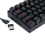 DRACONIC PRO Mechanical 61 Key|Bluetooth 5.0|RGB 9 Colour Modes|Rechargable Battery|Type-C Charging Cable Gaming Keyboard - Black - Image 7