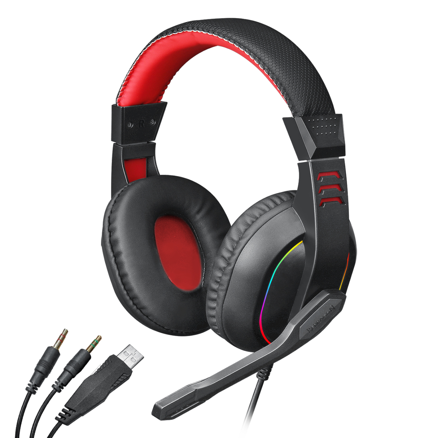 H120-RGB-wr-06 Over-Ear ARES Aux RGB Gaming Headset - Black - Image 1